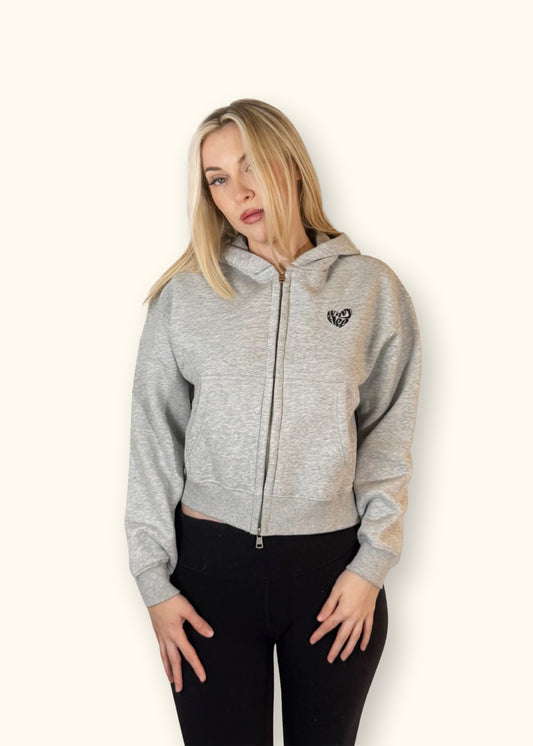 Classic Zip-Up Cropped Hoodie